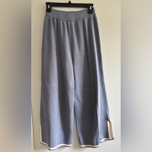 Wide leg high rise luxe sweatpants in periwinkle blue